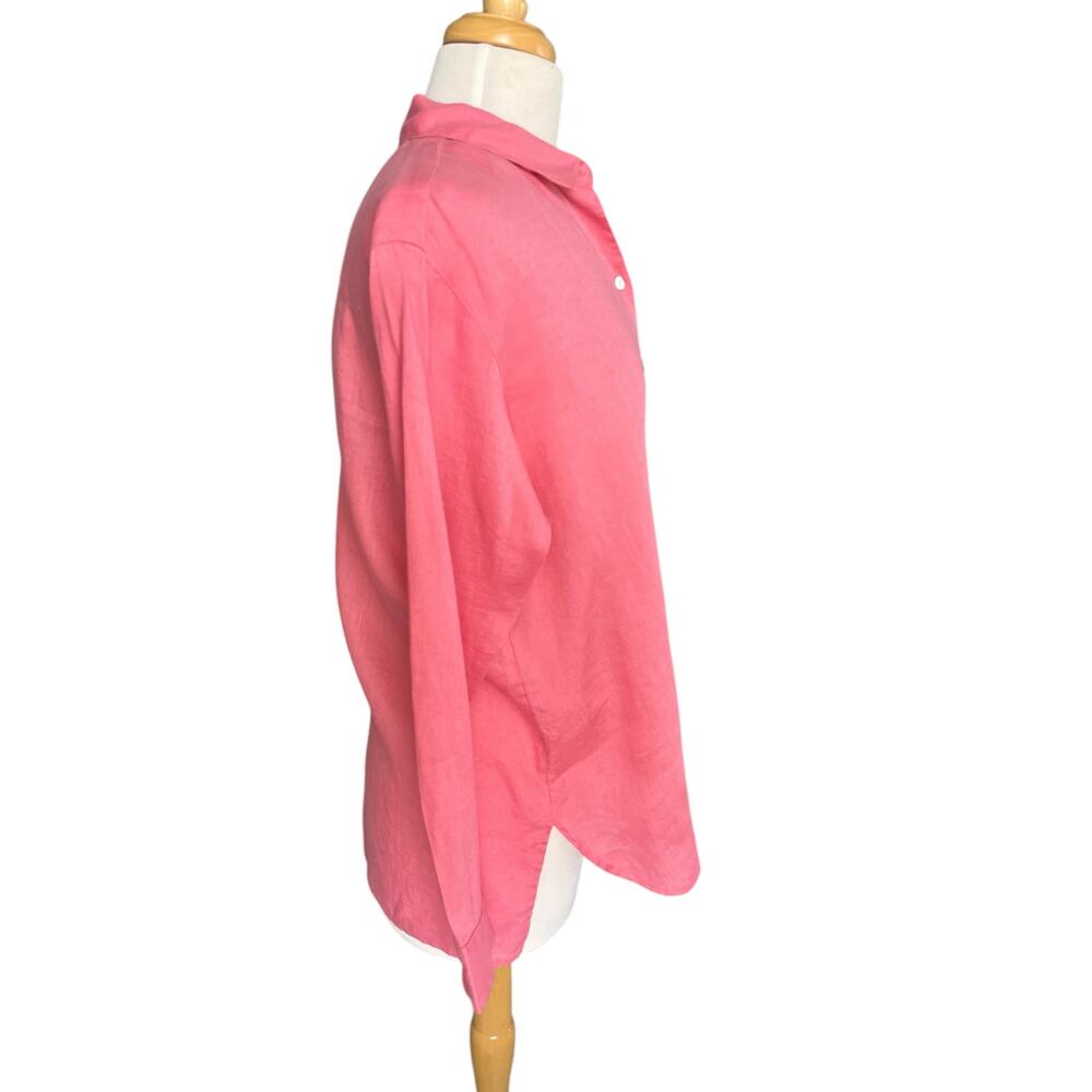 J. Jill Linen Shirt Button Collar Pink Boho Lagenlook Cottagecore Minimalist XS - Picture 4 of 12